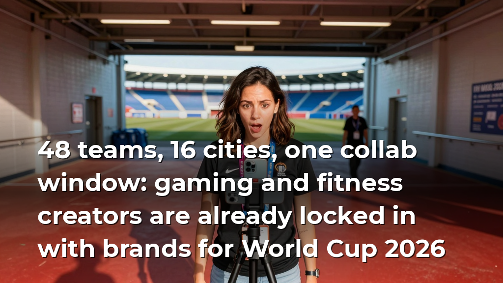 48 teams, 16 cities, one collab window: gaming and fitness creators are already locked in with brands for World Cup 2026