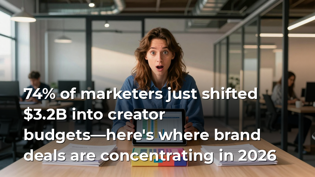 74% of marketers just shifted $3.2B into creator budgets—here's where brand deals are concentrating in 2026