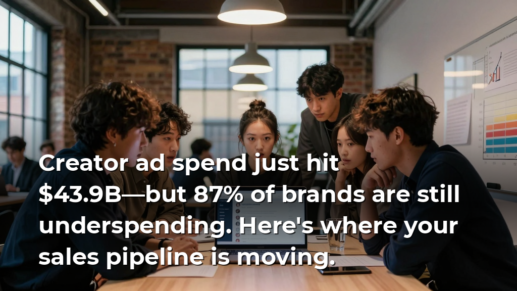 Creator ad spend just hit $43.9B—but 87% of brands are still underspending. Here's where your sales pipeline is moving.