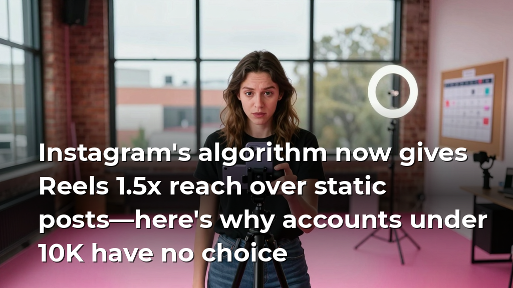 Instagram's algorithm now gives Reels 1.5x reach over static posts—here's why accounts under 10K have no choice