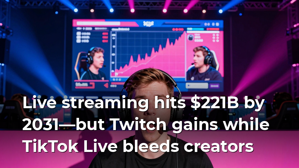Live streaming hits $221B by 2031—but Twitch gains while TikTok Live bleeds creators