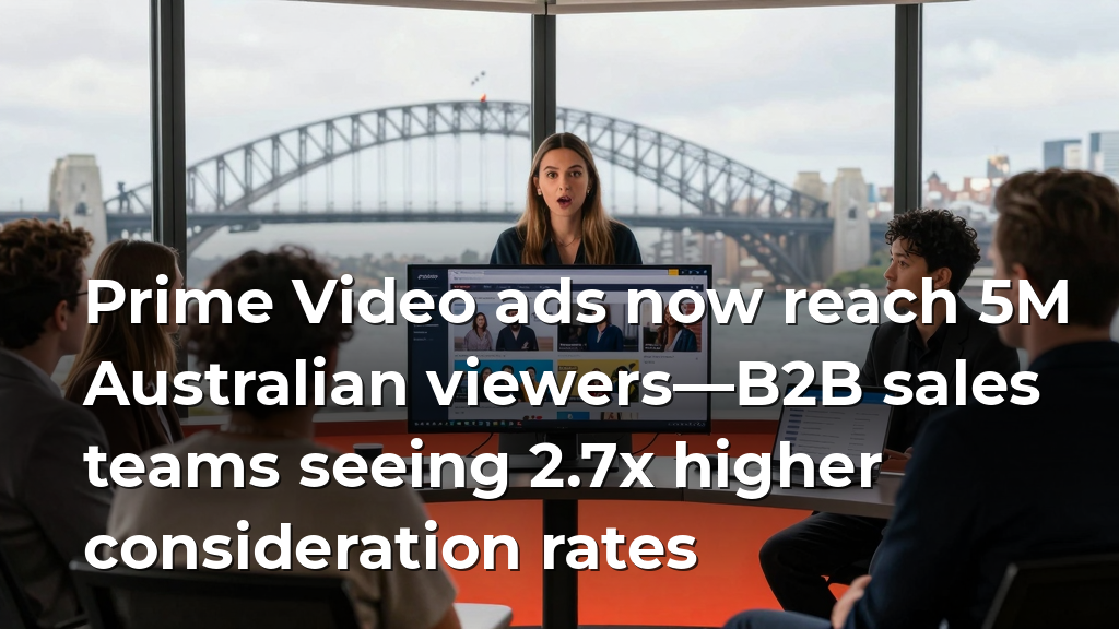 Prime Video ads now reach 5M Australian viewers—B2B sales teams seeing 2.7x higher consideration rates