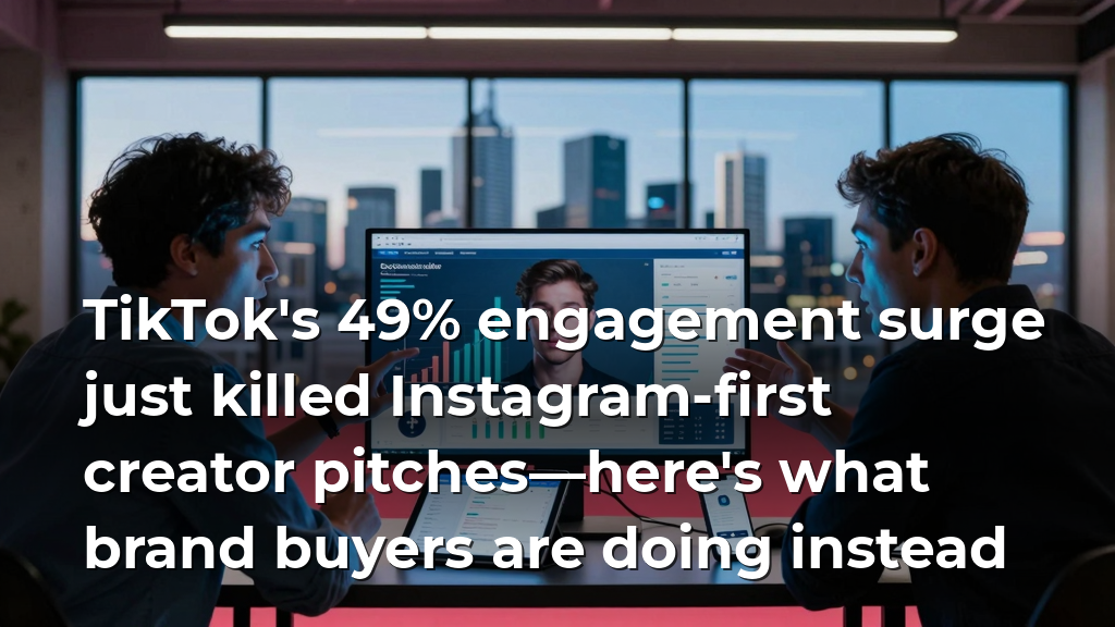 TikTok's 49% engagement surge just killed Instagram-first creator pitches—here's what brand buyers are doing instead