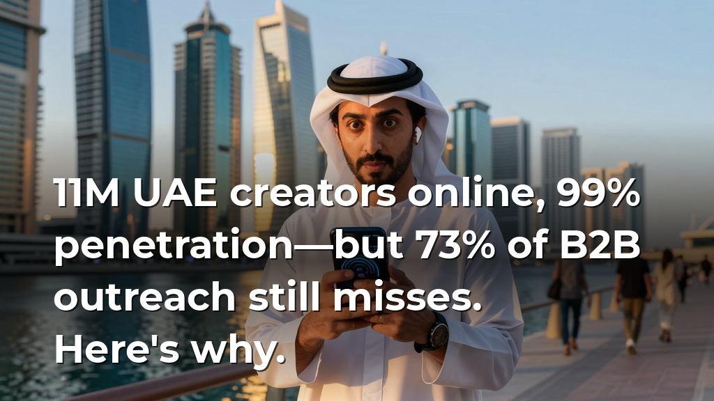 11M UAE creators online, 99% penetration—but 73% of B2B outreach still misses. Here's why.
