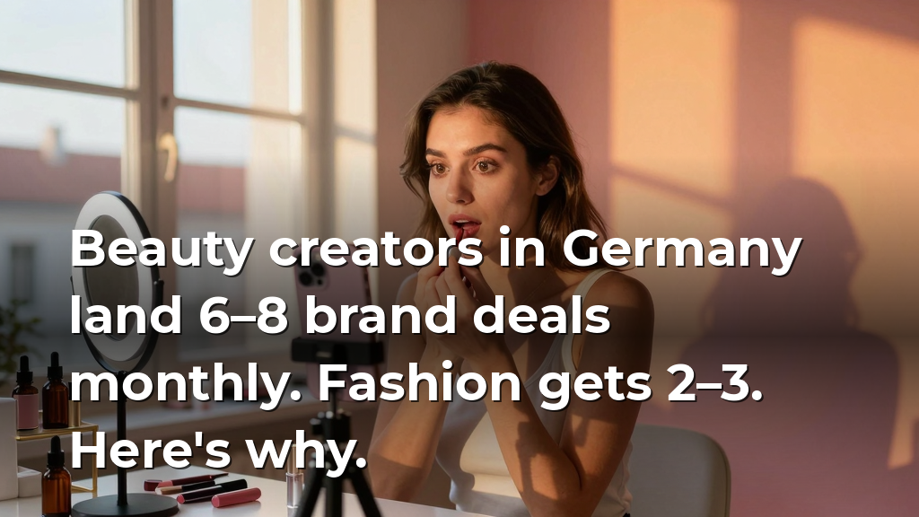 Beauty creators in Germany land 6–8 brand deals monthly. Fashion gets 2–3. Here's why.