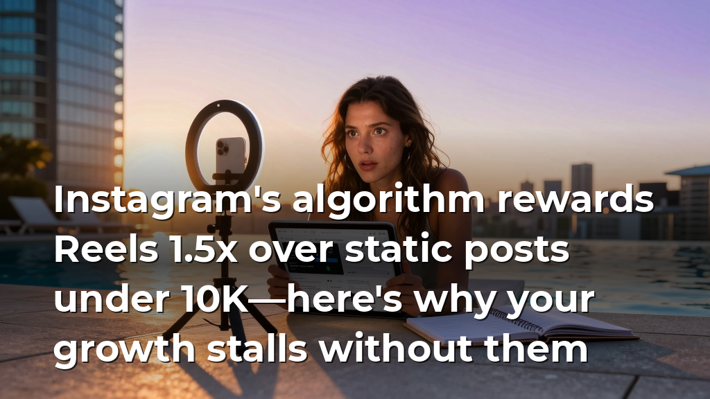 Instagram's algorithm rewards Reels 1.5x over static posts under 10K—here's why your growth stalls without them