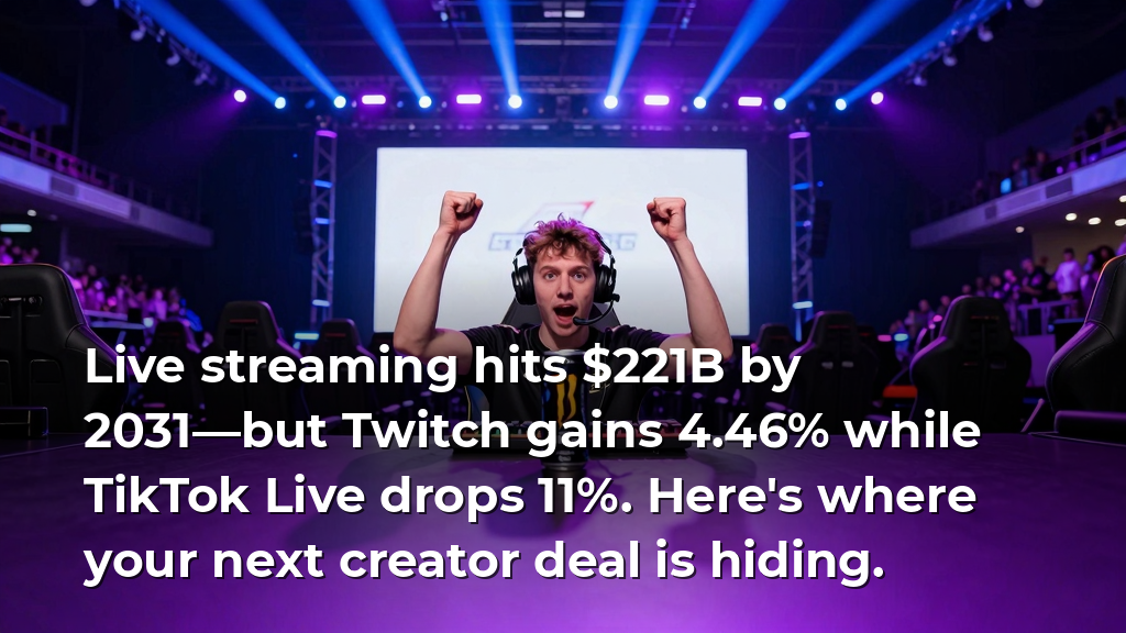 Live streaming hits $221B by 2031—but Twitch gains 4.46% while TikTok Live drops 11%. Here's where your next creator deal is hiding.