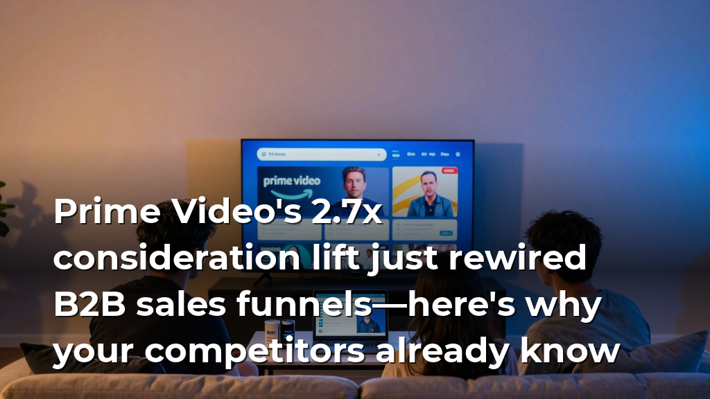 Prime Video's 2.7x consideration lift just rewired B2B sales funnels—here's why your competitors already know