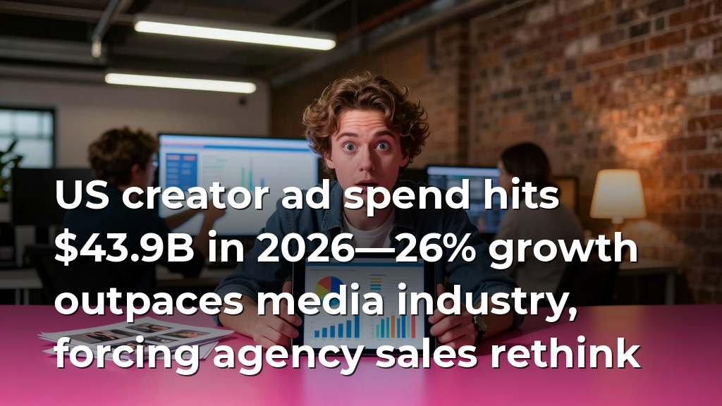 US creator ad spend hits $43.9B in 2026—26% growth outpaces media industry, forcing agency sales rethink