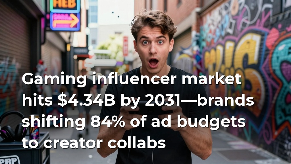 Gaming influencer market hits $4.34B by 2031—brands shifting 84% of ad budgets to creator collabs
