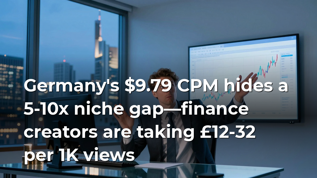 Germany's $9.79 CPM hides a 5-10x niche gap—finance creators are taking £12-32 per 1K views