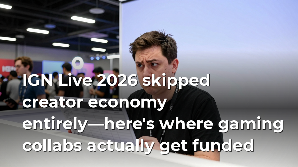 IGN Live 2026 skipped creator economy entirely—here's where gaming collabs actually get funded