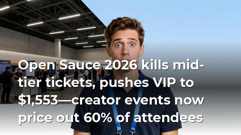 Open Sauce 2026 kills mid-tier tickets, pushes VIP to $1,553—creator events now price out 60% of attendees