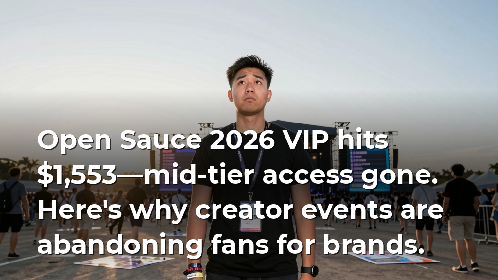 Open Sauce 2026 VIP hits $1,553—mid-tier access gone. Here's why creator events are abandoning fans for brands.