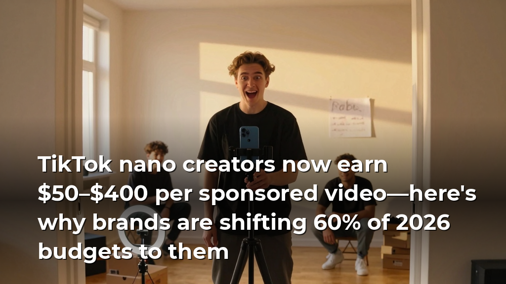 TikTok nano creators now earn $50–$400 per sponsored video—here's why brands are shifting 60% of 2026 budgets to them