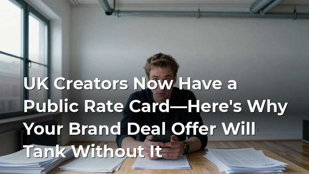 UK Creators Now Have a Public Rate Card—Here's Why Your Brand Deal Offer Will Tank Without It