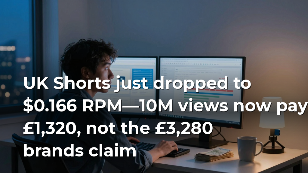 UK Shorts just dropped to $0.166 RPM—10M views now pay £1,320, not the £3,280 brands claim